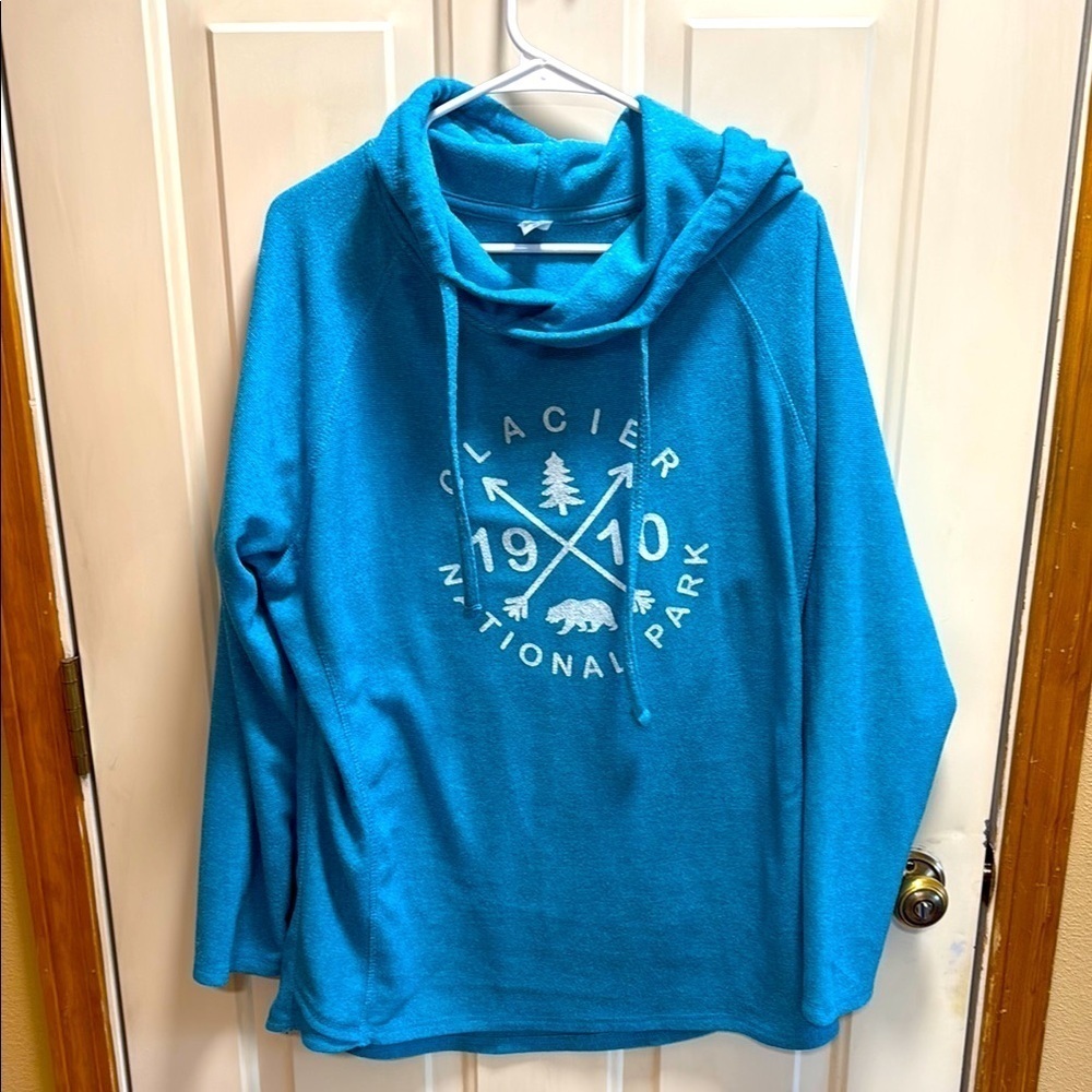 Salt Creek Teal Blue Glacier National Park Hoodie size XL
